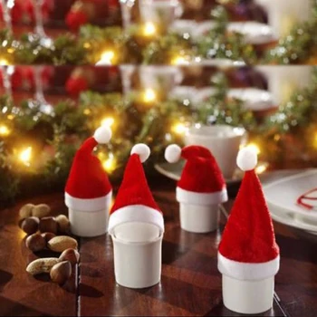 10 бр. мини-Шапка на Дядо Коледа Говорител Аудио Шапка Кадифе плат за Украса на Празнична маса за Хранене, декорация за дома нова година Декор Коледа