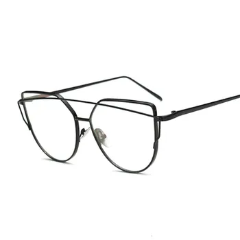 Модни очила за котешки очи Женски Метални Оптични Очила в рамки с прозрачни прозрачни лещи, Очила Тенденция Стилове Маркови очила