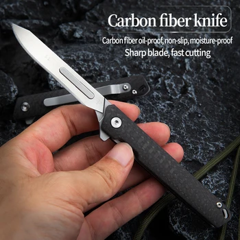 Открит сгъваем нож от въглеродни влакна нож за самозащита плодов нож преносим многофункционален спасителен инструмент нож EDC нож