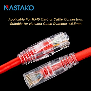 NASTAKO 50/100 бр. Конектор Cat6 RJ45 UTP Кабел Ethernet Конектор 8P8C Мрежата на Модулен Конектор CAT 6 С 6,5 мм Тапи, RJ-45