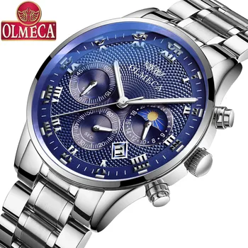 OLMECA Спортна мода мъжки часовници най-добрата марка на луксозни relogio masculino Часовници мъжки хронограф Мъжки кварцов часовник Часовник с дата
