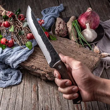 Изкован Обвалочный Нож Ръчна Изработка От Неръждаема Стомана С Кухненски Ловен Нож Мясницкий Нож На Риболовния Нож Мясницкий Нож Режещи Инструменти