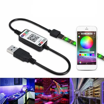 Bluetooth-съвместими USB-мини-безжичен контролер RGB DC 5-24 В Мини-Музикалния Безжичен Контролер RGB LED контролер с лек панел