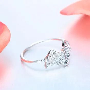 Kinitial Модни пръстени за пръстите за жени, Геометрично пръстен с крило от прилеп, Бохем Midi-пръст, Злато, Сребро, Бижута цвят Bague Femme