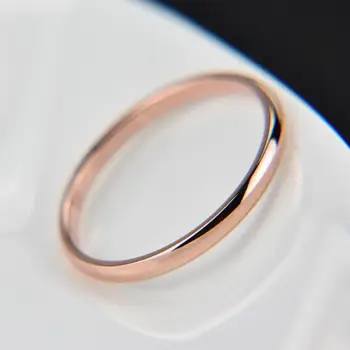 Нов 1 бр. просто горещо пръстен от титанов стомана от розово злато антиаллергенное гладко Просто Годежен пръстен за двойки За жени, За мъже, Подарък за бижута