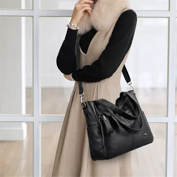 Модерна Нова многофункционална дамска чанта на рамото, Луксозна дизайнерска дамска чанта от естествена кожа през рамо, Ежедневни дамски чанти-тоут