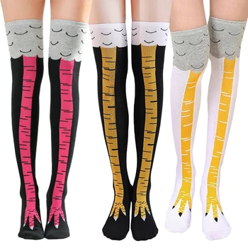 Чорапи с пиле крака Творчески дамски чорапи над коляното памучни мультяшные дишащи дамски фитнес подарък За мъже Забавни чорапи с пиле крака