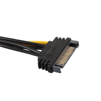 5ШТ 20 см, захранващ Кабел за SATA 6-контактна карта на Изображение захранващ Кабел SATA 15-пинов за 6-контактен PCIe PCI-E PCI Express Адаптер захранващ Кабел