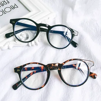 Кръгли Анти-Синя Светлина Дамски слънчеви очила За мъже Оптична Късогледство Компютърни Очила в рамки Моден тренд Дизайн на марката Прозрачни очила