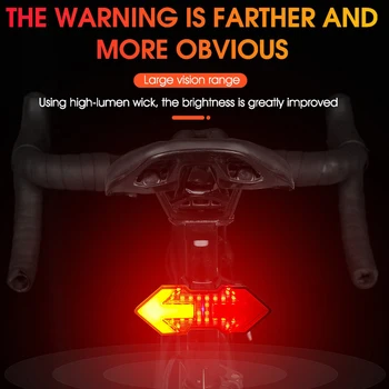 Велосипеден Указател на завоя Безжично Дистанционно управление LED Предупреждение за нощен Езда Зареждане Водоустойчив Задна Светлина МТБ Указател на Завоя 5 Режима