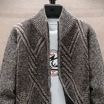 Есен-зима Мъжки пуловер, Палто от изкуствена кожа Вълнен пуловер Якета Мъжки плетени дебели палто с цип Топло Случайни трикотаж жилетка