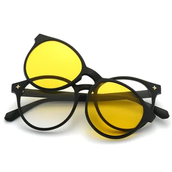 Ralferty 5 В 1 Кръг на Клипове На очила Поляризирани UV400 Женски Анти-сини Магнитни Слънчеви Очила За шофиране Оптични Слънчеви Очила в рамки