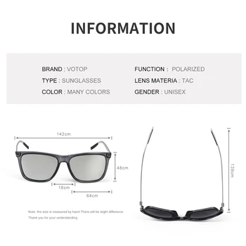 Слънчеви очила VOTOP Мъжки Поляризирани Огледални Лещи с антирефлекторно покритие UV400 Квадратна Метална дограма за Слънчеви Очила За шофиране по време на Риболов