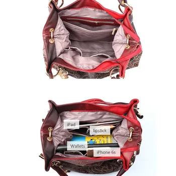 Чанти с горната дръжка за жени Выдалбливают Кожена чанта Омбре с флорални принтом Чанта на рамото Дамска чанта в Ретро стил Дамска чанта с пискюли