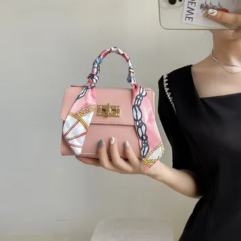 Дамски мини-малка квадратна чанта през рамо, Модерен копринен шал, Дизайнерска чанта през рамо, клатч, Чантата, чанти, Bolsos