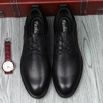 Нови мъжки Класически Оксфордские модела обувки Кожени обувки на дантела върху дантела-за мъже Черен Кафяв Офис бизнес официалните обувки за мъже