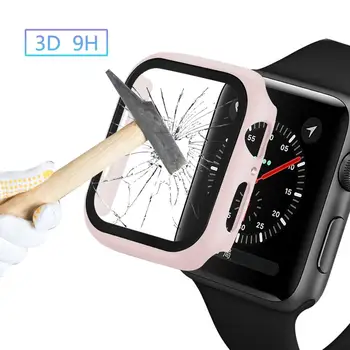 Стъкло+калъф за Apple Watch серия 6 5 4 3 SE 44 мм 40 мм, Калъф за iWatch 42 мм 38 мм протектор на екрана броня+калъф Аксесоари за Apple Watch