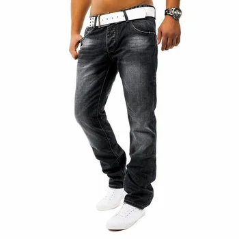 Мъжки Дънки Slim Fit Директни дънкови Панталони Пролет Есен Висококачествени еластични Панталони Ежедневни джоб на дънки-карго без колан