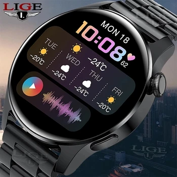 2021 LIGE Новите Смарт Часовници Bluetooth Разговори Циферблат Смарт Часовници За мъже и жени Монитор на сърдечната честота Спортен Фитнес Гривна за Android и IOS