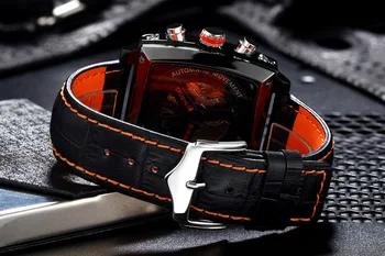 2021PAULAREIS Нова марка Модерен квадратен часовник е Водоустойчив от естествена кожа, Ежедневни мъжки часовници Най Луксозни Механични часовници мъжки reloj
