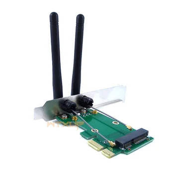 Безжична мрежова карта Wi-Fi Mini PCIE пълна / половин размер за PCI-E 1X 4X тенис на адаптер 2 антени компютър
