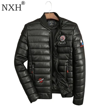 Голям размер До 150 кг Мъжко зимно яке от изкуствена кожа памучни дрехи топло мъжко палто, Мъжки Ежедневното черно палто Брендовое качеството на M-3XL