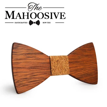 Mahoosive Gravata Карирани Дървена Дървена носи Вратовръзка За Мъжете Сватбен Дизайн на Пеперуда Вратовръзка за Сватбата на Младоженеца