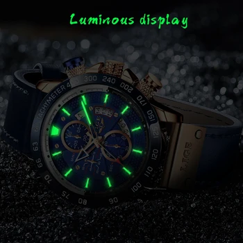 2021 LIGE Ежедневни спортни часовници за мъже на Най-добрата марка на Луксозни Кожени Военни ръчен часовник Мъжки часовник Модерен ръчен часовник с хронограф