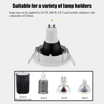 Кръг-Вградени Led Тавана Лампа Притежателя С Регулируем Ъгъл на Наклона Рамка За Място за Осветление Бяла Gu10/mr16 Основен Лампа За Монтаж на осветително тяло