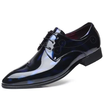Офис мъжки обувки Модерен лъскави обувки от лачена кожа Всекидневният Луксозна Бизнес булчински обувки Мъжки Oxfords 38-48