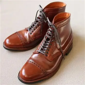 2021 Нов Мъжки Модерен Бизнес тренд Ежедневни обувки в британски стил с кръгла пръсти от изкуствена кожа дантела Ежедневни ботильоны KC663