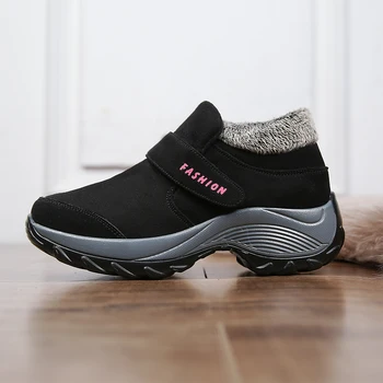 Дамски маратонки, Зимни памучни обувки голям размер Стопли кожа На открито Водоустойчив Ежедневни обувки на платформа Тенис на жените