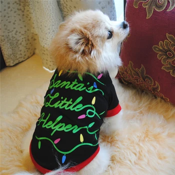 1 Бр. Коледен стил Облекло за кучета и котки Пролетно-лятна цветна тениска Теди Дрехи за малките домашни любимци Памучен удобно облекло за кучета и котки