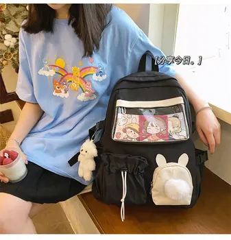 Корейски Ulzzang Чист Раница, Дамска чанта за студентски книги Kawaii Раница Училищни чанти за момичета Mochila Feminina Bolso Mujer