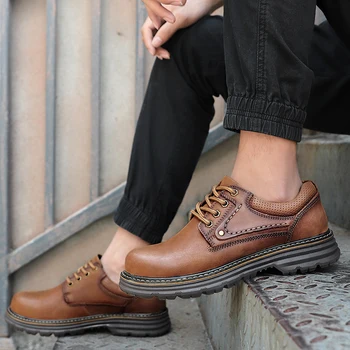 Маркови мъжки ежедневни мокасини от естествена кожа, мокасини, обувки за мъже, бизнес официалната обувки с дебело дъно, нескользящая ежедневни обувки
