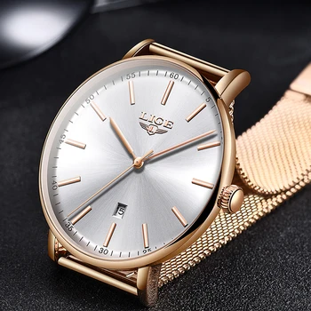 Дамски часовници LIGE Най-добрата марка на Луксозни Водоустойчив часовник Модни дамски Тънки ежедневни ръчен часовник от Неръждаема Стомана, Кварцов часовник