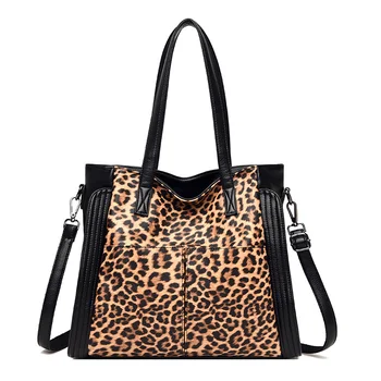 Чанта Дамски 2021 Голямата голям Леопардовая чанта на едно рамо Чанта-месинджър в Есенно-зимната модерна чанта в контрастен цвят