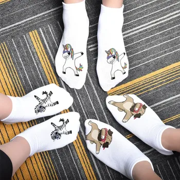 3D Печат Дамски чорапи с ниска глезените Памук модерен унисекс Сладки мультяшные къси чорапи с пандой Женски забавни чорапи с единорогом Meias Дамски чорапи