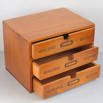 Реколта Дървена Кутия Кутия За Съхранение На Дървен Скрин В Ковчег За Бижута Козметични Органайзер Декорация На Дома Настолна Кутия За Съхранение