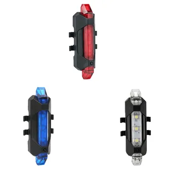 USB Акумулаторна Наем на Велосипеди фенер 5 led задни светлини Предупреждение за сигурност на Задна скорост Колоездене Преносим Фенер