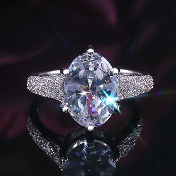 USTAR Луксозни Големи овални CZ камък годежни пръстени за жени пълен кубичен цирконий годежни пръстени дамски модни бижута анель