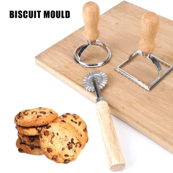 Форма за бисквити Дръжка от масивна дървесина е на цветен страна на Машина за бисквити за кухня с релефни Инструмент за печене на Кухненски Прибори, Инструменти за пица