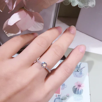 Бижута сребърен цвят 1,5 карата AAA Циркон Годежни Пръстени Женски цвят розово злато Crystal Годежни пръстени за жени