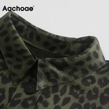 Aachoae Дамски Реколта яке с леопардовым принтом, палто с отложным яка, крило на прилеп, палта с дълъг ръкав, дамски стилни Ежедневни връхни дрехи, блузи