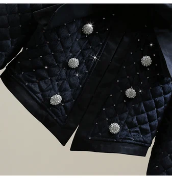 ХАЙ СТРИЙТ най-Новите 2021 Есен зима Дизайнерски модни дамски клетчатая с пайети двухрядная сверлильная обтегач на копчета Кадифе къс яке