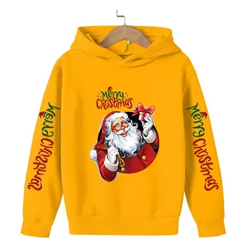 Детски дрехи Коледна детска hoody с качулка дрехи за момчета и момичета, пуловери детски дрехи, блузи, потници за бягане