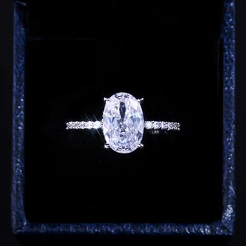 Пръстен, с овални пръст Huitan Ослепително Блестящ Камък CZ С четири шипа, е Класически Подарък за годишнина от Сватба, За Съпруги и приятелки