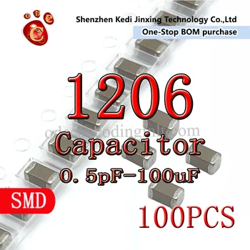 100ШТ 1206 smd кондензатор с 6.3 10 16 25 В 1 icf 2,2 icf 3,3 icf 4,7 icf 10 icf 2 icf 47 icf 100 uf 3212 метричната