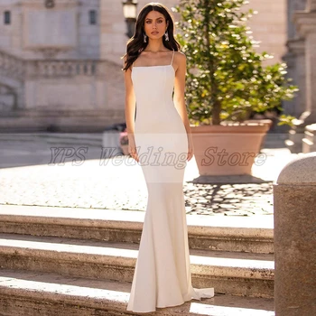 Елегантна бяла вечерна рокля с дължина до пода 2021 Секси бретельки на бретелях без презрамки с преплетени Сватбена рокля за специални случаи