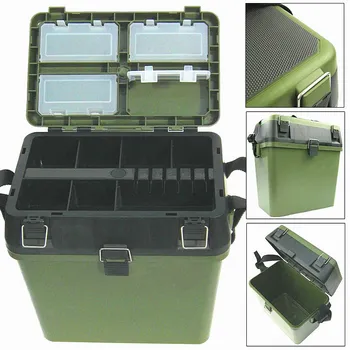 Военна зелена риболовна скоростна кутия за инструменти за стръв многофункционална седалка голяма кутия за рибарски принадлежности